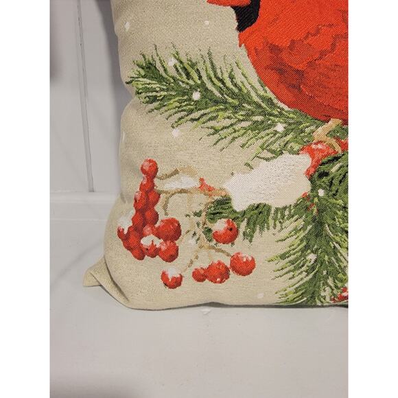 Red Cardinal Bird Decorative Throw Pillow Christmas Decor Square Pillow - Picture 3 of 7